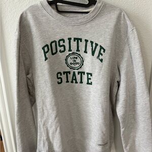 Life Is Good Gray and Green Positive State Sweatshirt - Womens